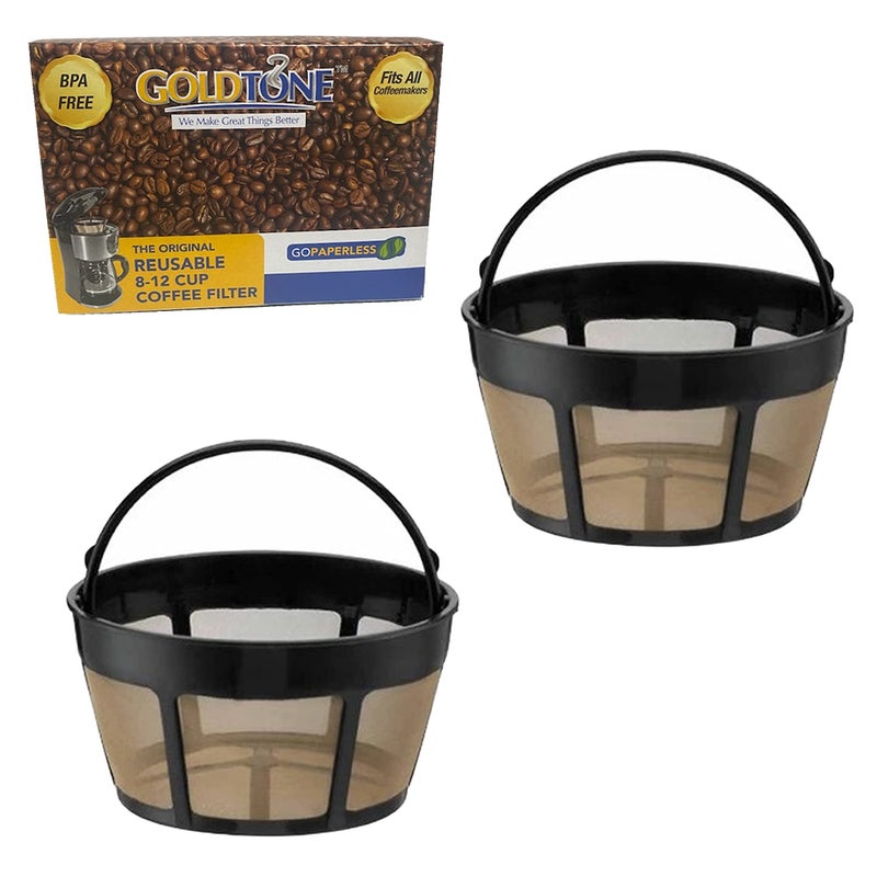 GoldTone Brand Reusable 8-12 Cup Basket Coffee Filter fits Cuisinart Basket Style Coffee Makers and Brewers. - BPA Free (2) - Image 1